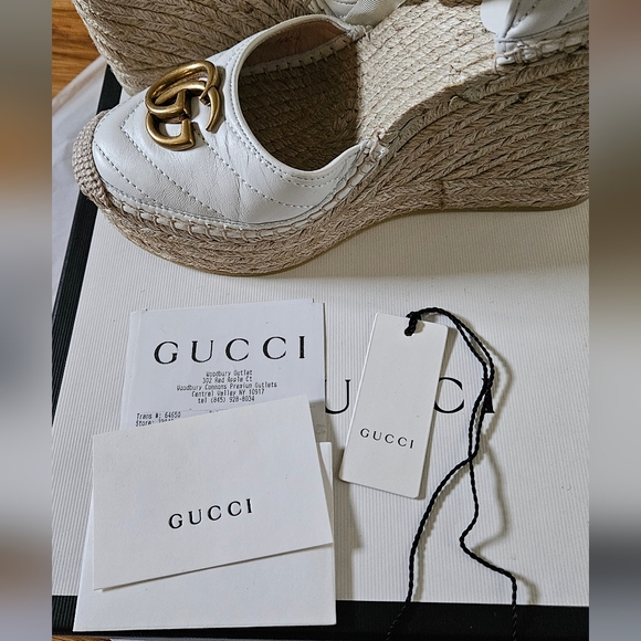 Gucci Marmont Espadrilles Wedges White 38.5 - Picture 8 of 8
